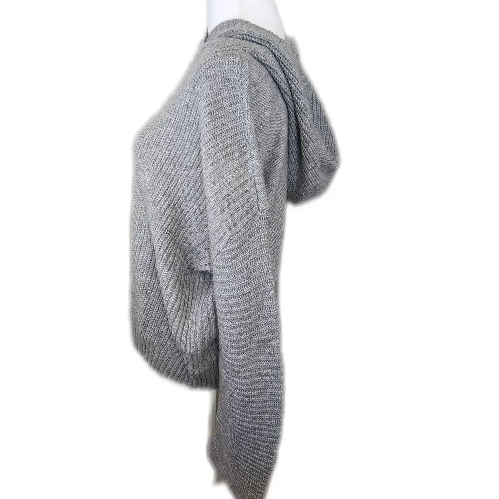 Abound NWT gray ribbed sweater hoodie, cotton blend, wide sleeve, L